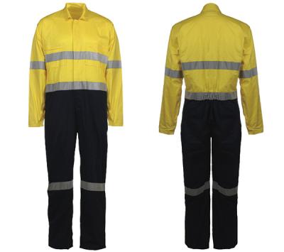 China 100% cotton fabric safe Overalls Or Coveralls , snaps front closure orange or lime AS/NZS CLASS D/N for sale