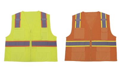 China ANSI veiligheid workwear voor vest van de mensen het weerspiegelende veiligheid met zakken 100% polyesternetwerk met stevig tricot, ritssluitingsvoorzijde Te koop