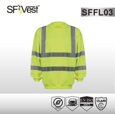 China 100% polyester fleece hi visibility clothing with crew neck , EN ISO 20471 for sale