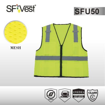 China 100% polyester mesh and 5cm reflective tape traffic warning and road safety vest ANSI/ISEA 107-2010 for sale