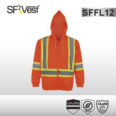 China Security warning hi vis hoodie sweatshirt reflective clothing for workwear CSA Z96-09 for sale