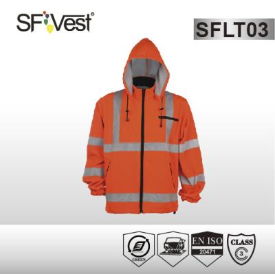 China Red polyester fleece high visibility mens hooded sweatshirts EN ISO 20471 for sale