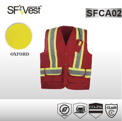 China Red high visible clothing safety workwear with durable pockets / class 2 safety vest for sale