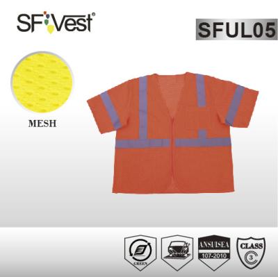 China ANSI ISEA 107-2010 polyester mesh fabric reflective safety vest with zipper front for sale