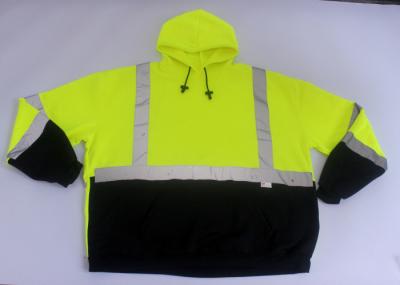 China Safety Hi Vis Fleece Hoodie , reflective safety clothing with 3M reflective tape one bottom kangroo pockets for sale