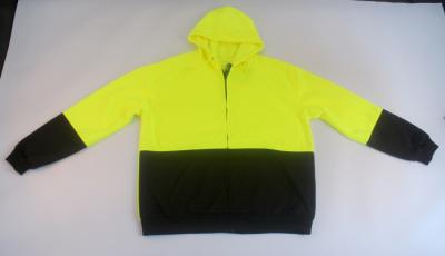 China Safety comfort hooded Hi Vis Sweatshirt with zipper front + two pocket front for sale