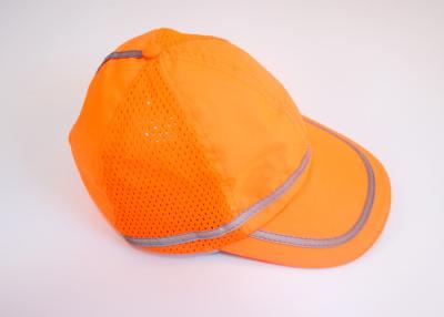 China 100% polyester fabric with mesh fabric stitch Orange reflective safety hats with reflective tape for running cycling for sale