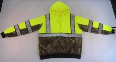 China Promotion Man Hi Vis Fleece Hoodie Camo fleece sweatshirt with pockets + reflective tape for sale