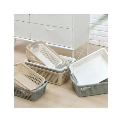 China Nordic Style Colorful Hollow Plastic Portable Storage Box Kitchen Arrangement Vegetable Storage Stackable Basket for sale