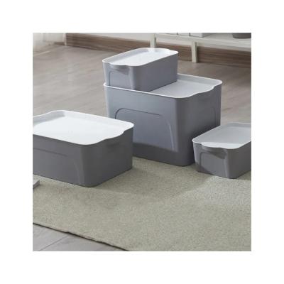 China Plastic Container White Storage Box Daily Living Set For Storing Clothes Stuff Daily Necessities With Lid for sale