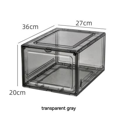 China Custom Clear Plastic Viable Transparent Shoe Boxes Display Standable Front Shoe Storage Acrylic Drop Shoe Box Magnet Stackable Organizer for sale