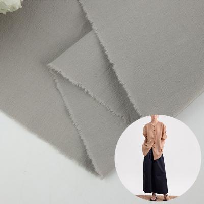 China Breathable Sand Wash 100% Cotton Crepe Woven Fabric For Shirts , 130GSM Plain Fabric Dress for sale