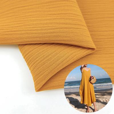 China Breathable 100 Polyester Hemp Crinkle Crepe Chiffon Fabric For Dress for sale