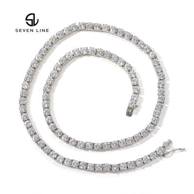 China Hiphop hot style high quality stainless steel claw set 4mm row of zircon necklace men's hip hop jewelry for sale