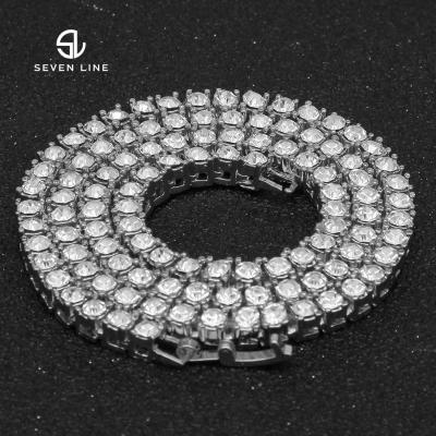 China Male 3mm4mm Alloy Rhinestone Row of Tennis Chain Gold Silver Cuban Chain Hip Hop Hip Hop Necklace for sale