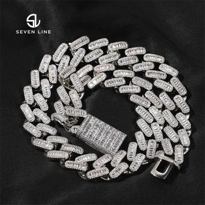 China Hip Hop Trendy Men's New Trendy Men's Necklace European and American Street T Square Zircon 20mm Necklace Jewelry for sale