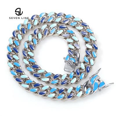 China Hiphop Cuban Link Necklace Trend Color Dripping Stainless Steel Men And Women Hit Necklace for sale