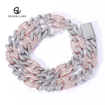 China 2021 New Hot Sale Hiphop 2021 Hot Sale Copper Cuban Chain Unisex Two Tone Rose Gold 15mm Wide Cuban Chain for sale