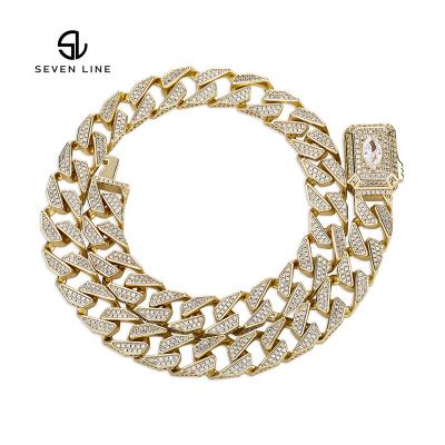 China Vintage New 13MM Cuban Link Trapezoid Necklace From Jewelry Factory Wholesale Spring Clasp for sale