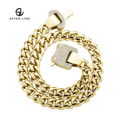 China New Promotion12MM Chunky Cuban Link Chain Simple Vintage Shiny Cuban Chain Unisex Necklace for sale