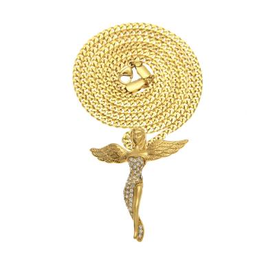 China Stainless Steel Angel Pendant Series New Hip Hop Hiphop Accessories Diamond-plated Gold Plated Necklace for sale