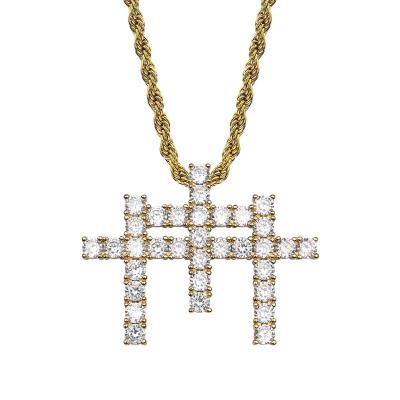 China Hiphop INS Explosion Gunna Cross Pendant Full Of Solid Zircon Necklace Accessories Cross Pendants for sale