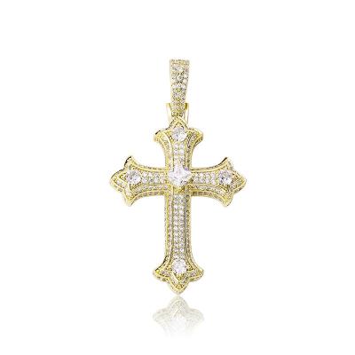 China Retro Hiphop Style Christ Jesus Minette Cross Pendant Full Of Zircon Hip Hop Necklace Pendants Charms for sale