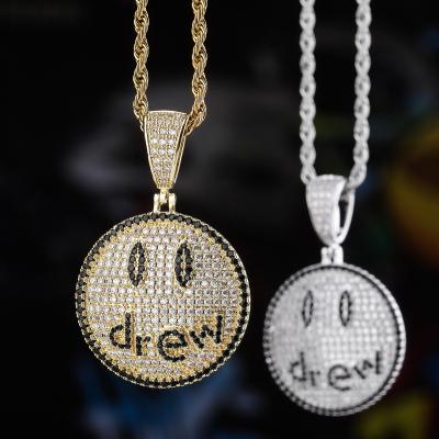 China 2021 Hot Hiphop Smiling Face Hippie Pendant Full Of Zircon Hip Hop Necklace Accessories Border Jewelry for sale