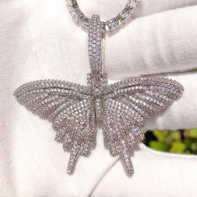 China FASHIONABLE Couple Copper Inlaid Zircon Color Butterfly Pendant Men And Women The Same Butterfly Necklace for sale