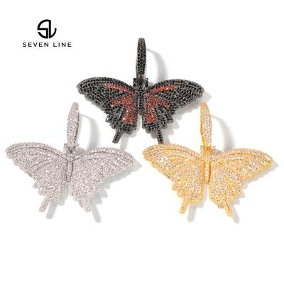 China FASHIONABLE Zircon Color Small Butterfly Necklace European and American Hip Hop Copper Inlaid Pendant Necklaces for sale