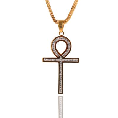 China Hiphop Personality Stainless Steel Anhe Head Cross Pendant Fashion Brand High-end Hip-Hop Accessories for sale