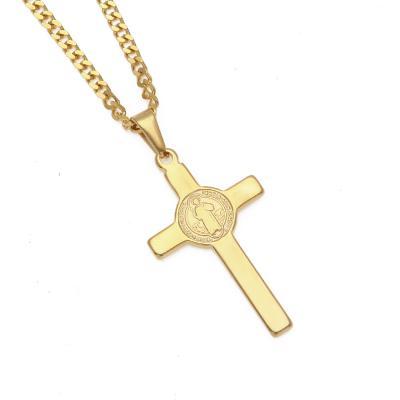 China Hiphop Stainless Steel Exorcism Brand Saint Benedict Cross Saint Benedict Badge Pendant INRI Jewelry for sale