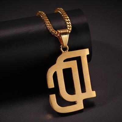 China Color-preserving hip-hop stainless steel full rhinestone C.C letter plating trend punk pendant necklace for sale