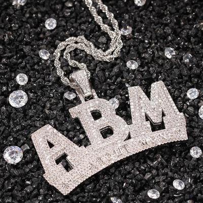 China ABM hip-hop punk style new Zircon simple gold-plated pendant letter All-match necklace men and women inlaid for sale