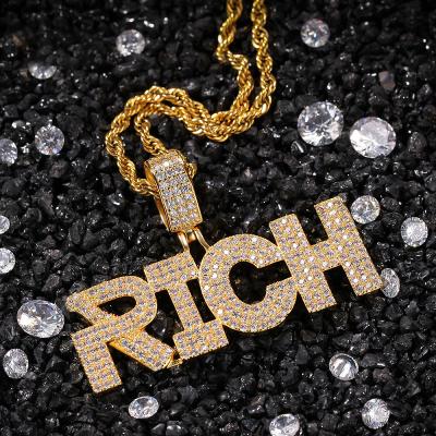 China European and American English Alphabet All-match RICH Zircon Necklace Unisex Hip Hop Hiphop Pendant for sale