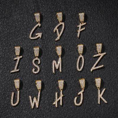 China Explosive English Letter Zircon Pendant Micro-inlaid Zircon Men's Hip Hop DIY Box Letter Punk Splicing Necklace for sale