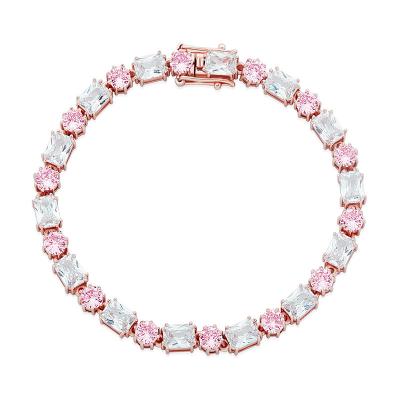 China Hot European and American Style Hiphop Round Hip Hop 6mm Tennis Square Full Zircon Bracelet and Chain Bracelet for sale