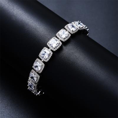 China Hot Selling Square Gold Plated Rhinestone Sugar Zircon Bracelet 10mm Hiphop Rock Bracelet Real Full Europe and America for sale