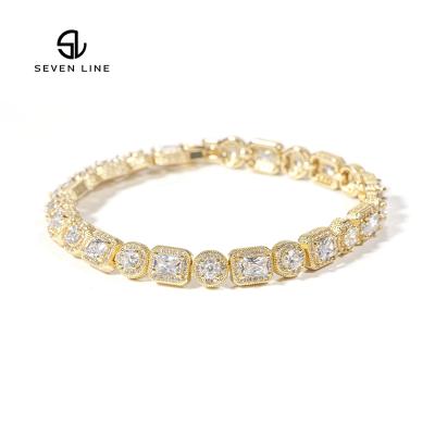 China Fashion TRENDY New Men's Thick Bracelet Gold Plated Circle Square Mix And Match Micro-Inlaid Zircon Street Jewelry for sale