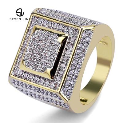 China Hot Style European and American Micro-inlaid Zircon Men's Ring Square Gentlemen's Rings TRENDY for sale