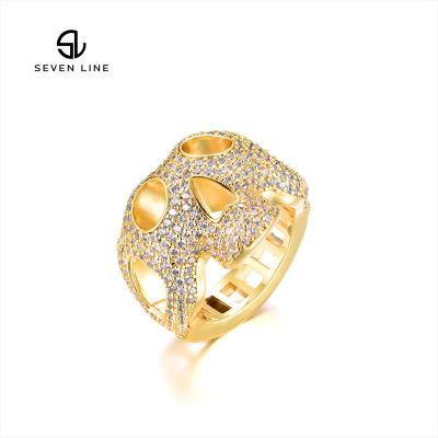 China New European and American Hip-Hop Skull Ring With Copper Inlaid Zircon Personality Fashion Rings Trendy Men for sale