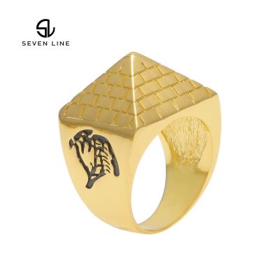 China Hiphop Hip Hop Pyramid Cone Ring Totem Gold Plated Egyptian PYRAMID HIPHOP Rings Fashion Trendy Rings for sale