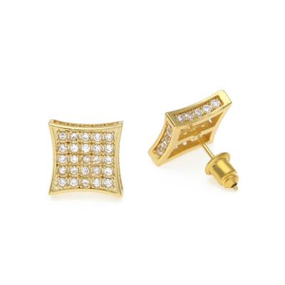 China Hiphop Rock Zircon High End Micro Inlaid Men's Copper Stud Earrings for sale