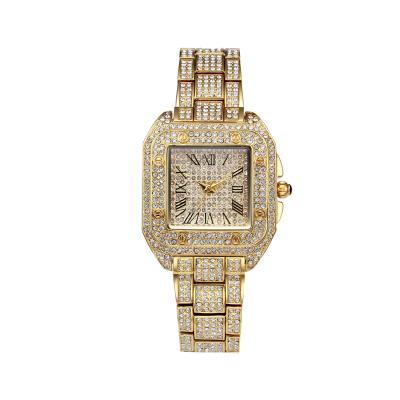 China Wholesale Automatic Date Factory Fashion Diamond Full Diamond Watches Female Square Quartz Watches Can Be Customized for sale