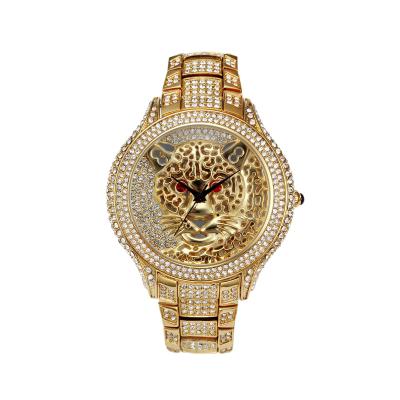 China Hot-selling European Style Auto Date Fashion Personality Leopard-copy Diamond Watches Women for sale