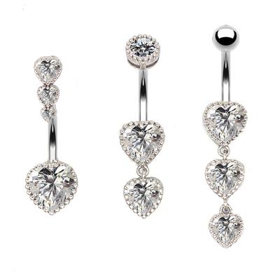 China FASHION Heart Shaped Belly Button Ring Love Heart Zircon Umbilical Button Navel Umbilical Human Body Piercing Jewelry for sale