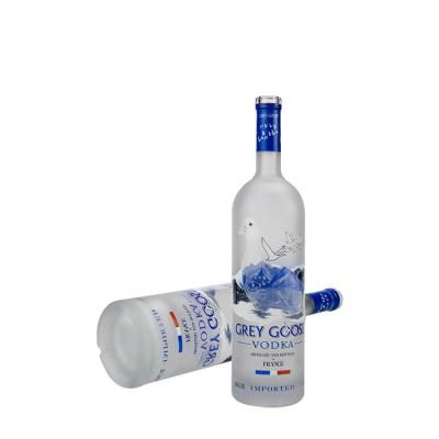 China Decaled Liquor Wine Storage Customized Wholesale Liquor Glass Bottle 750ml Frosted Vodka Bottle With Aluminum Cap for sale