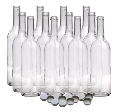 China Transparent glass container botellas de vidrio 500ml 750ml 1l frasco de vidrio wholesale beverage liquor wine storage for sale