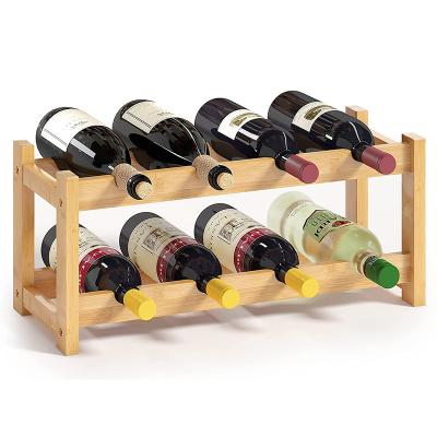 China Minimalist Wine Storage Shelf For Kitchen Wine Rack Free Standing Bamboo Wine Racks Countertop for sale