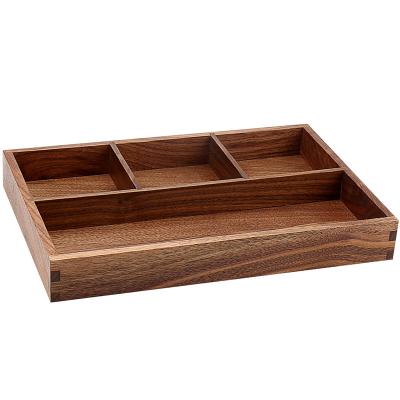 China Walunt Minimalist Custom Eco-friendly Wooden Storage Box Storage Trays Desk Organizer for sale